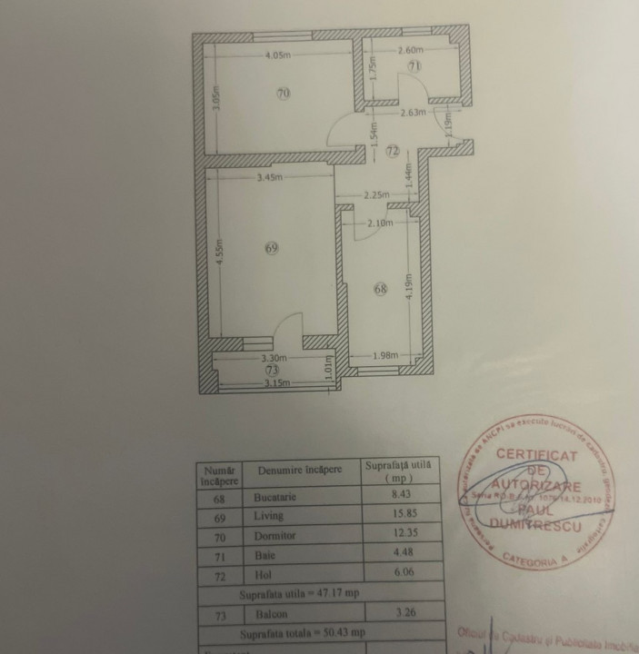 Ap. 2 cam. dec. etaj 1/6 mobilat/utilat-Parcare-M. Residence-planul 2