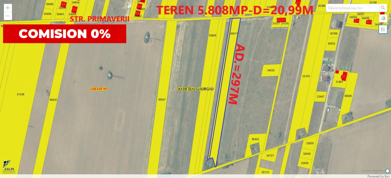 Teren Sabareni-str. Primaverii-pretabil investitie